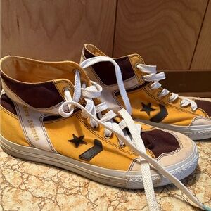 Converse High-Top Sneakers in Yellow and Brown
